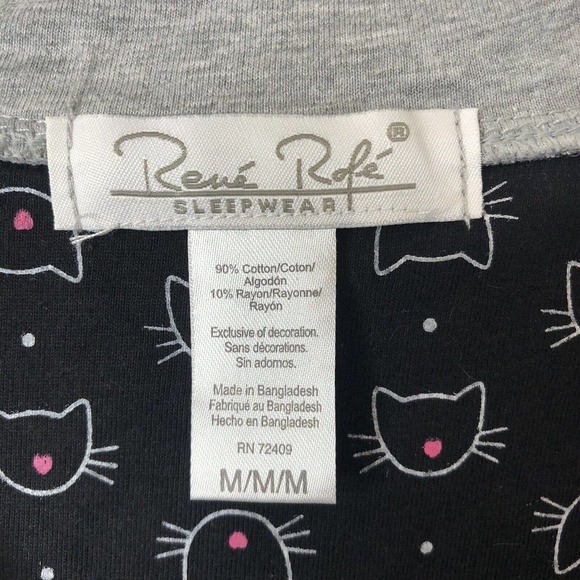 Rene Rofe NWT Women's Gray 3/4 Sleeve Smitten Kitten Nightgown Size Medium - Picture 3 of 7
